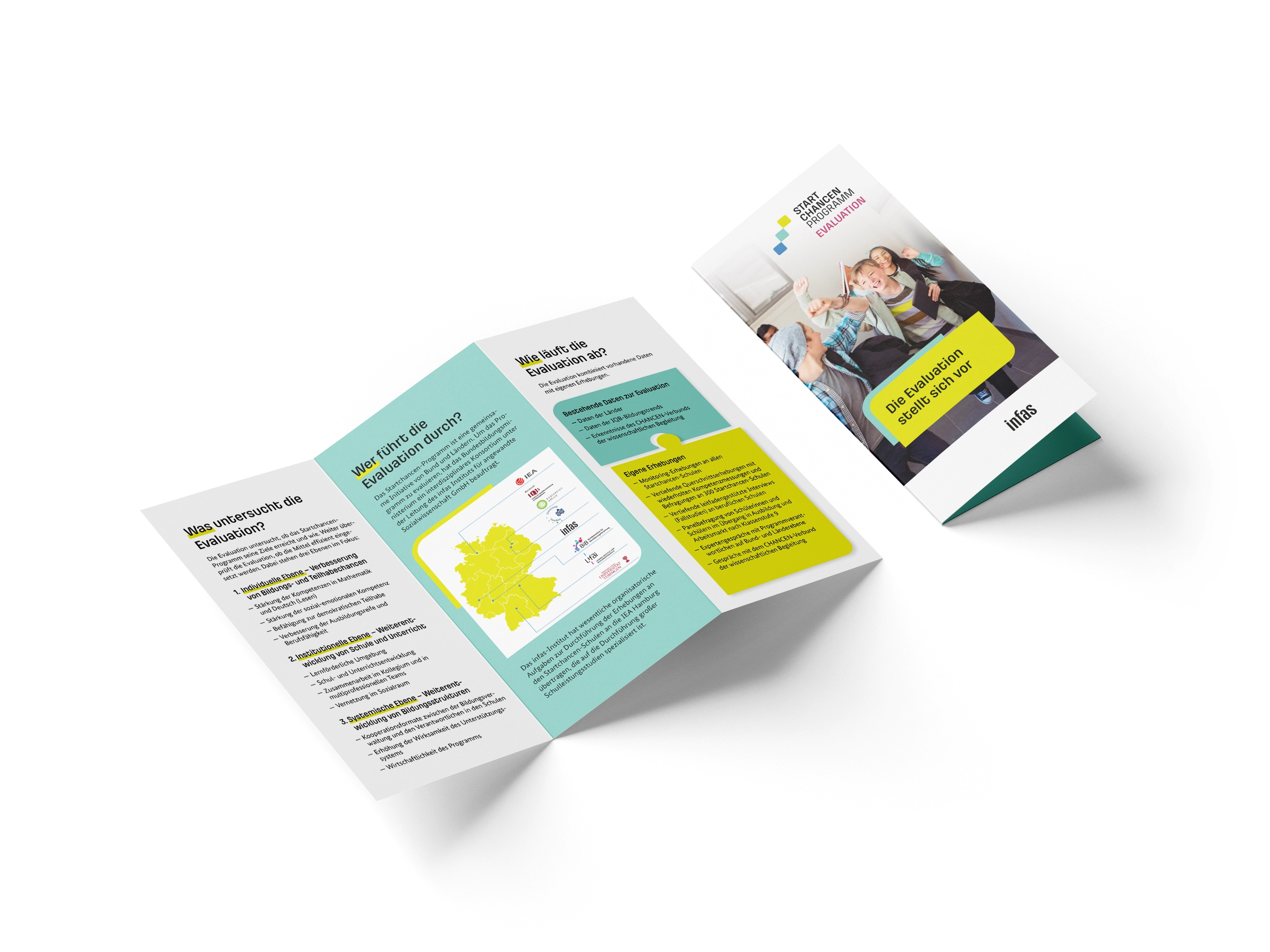 Ansicht eines Flyers für Schulen zur Evaluation des Startchancenprogramms